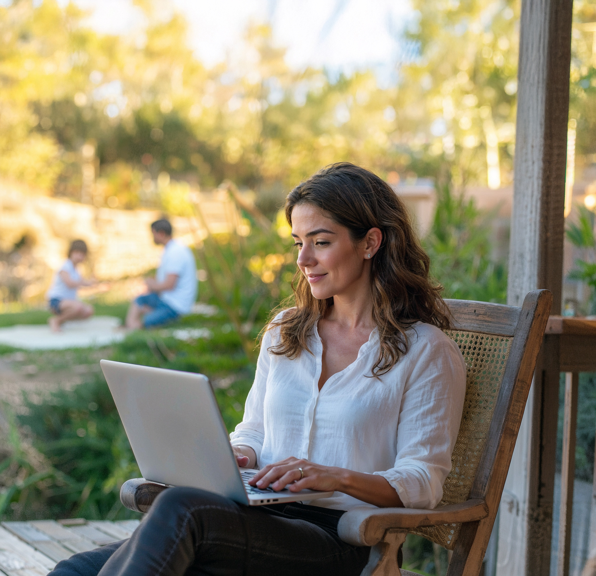 Woman working on laptop
